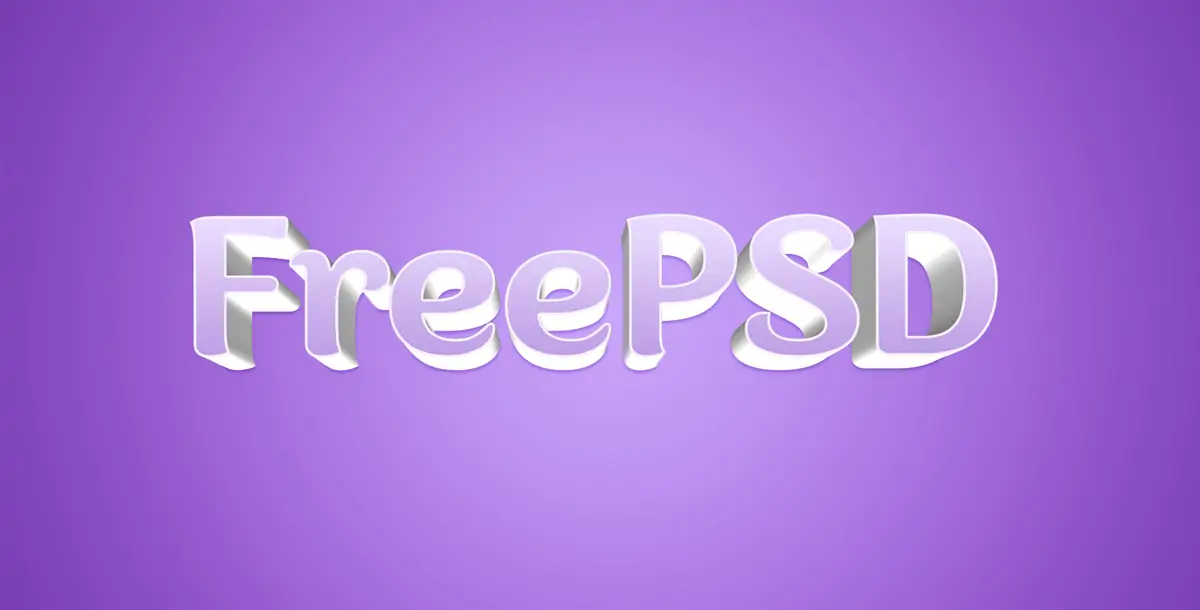 موکاپ متن سه بعدی رنگ بنفش